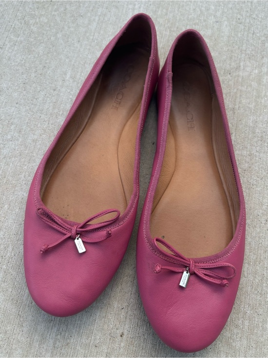 Coach Shoes - Coach Women's Rose Pink Leather Ballet Flats with Bow Charm